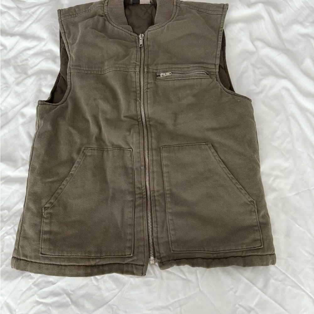 H&M Khaki Ribbed Collar Top